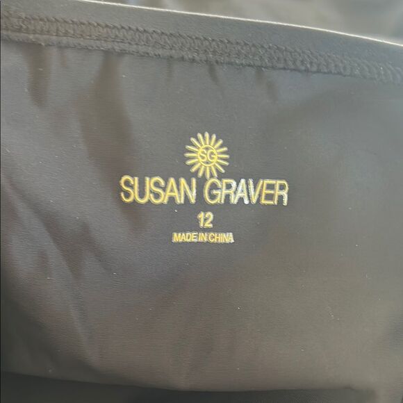 Susan Graver Sz 12 Black One-Piece Swimsuit - Picture 3 of 4